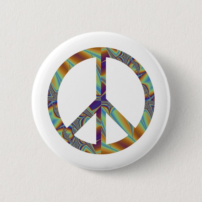 Peace Sign Fractal Geometric 001 6 Cm Round Badge (Front)