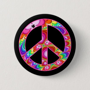 Peace Sign Fractal Groovy Trip 6 Cm Round Badge