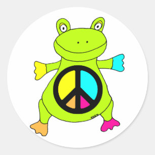 Peace Sign Frog Classic Round Sticker