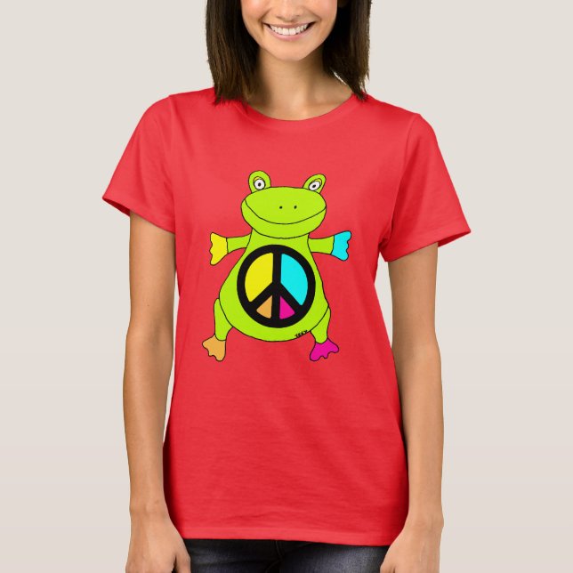 Peace Sign Frog T-Shirt (Front)