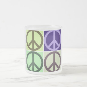 Peace Sign Frosted Glass Coffee Mug