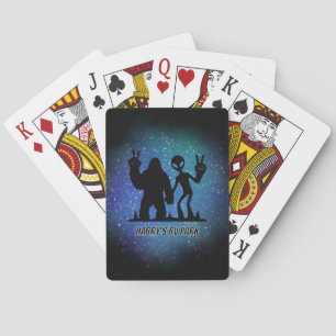 Peace Sign Galactic Personalised Sasquatch & Alien Playing Cards