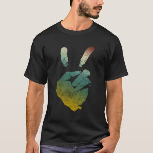 Peace Sign Gift With Two Fingers Vintage Hippies T-Shirt
