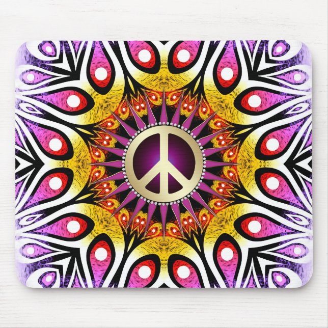 Peace Sign Groovy Purple Pink Mousepad (Front)