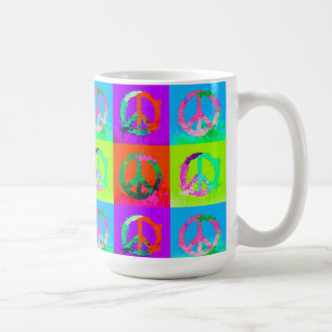 Peace sign groovy tie dye graffiti spray paint art coffee mug