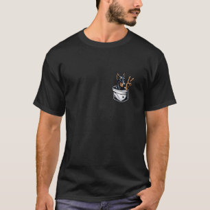 Peace Sign Hand Dog in Pocket Mens Womens Doberman T-Shirt