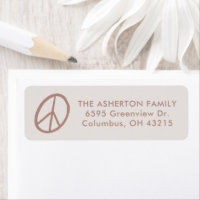 Peace sign hand drawn pink neutral return address
