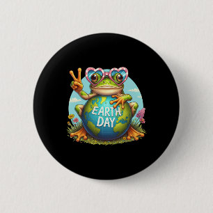 Peace Sign Hand Frog Kids Mens Womens Earth Day Fr 6 Cm Round Badge