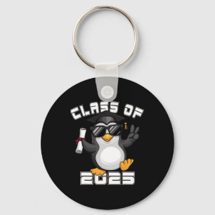 Peace Sign Hand Penguin Cl Of 2025 Graduation Key Ring