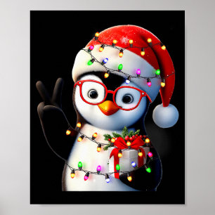 Peace Sign Hand Penguin Santa Christmas Penguin Pa