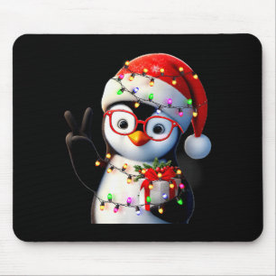 Peace Sign Hand Penguin Santa Christmas Penguin Pa Mouse Mat