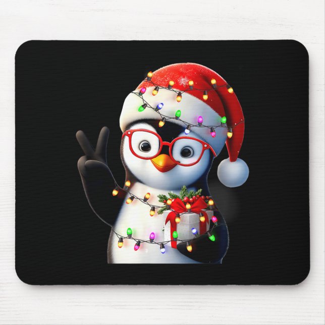 Peace Sign Hand Penguin Santa Christmas Penguin Pa Mouse Mat (Front)