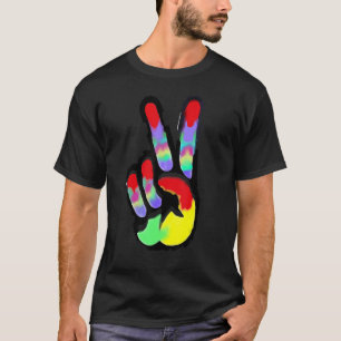Peace Sign Hand Tie Dye   Hippies Christmas T-Shirt