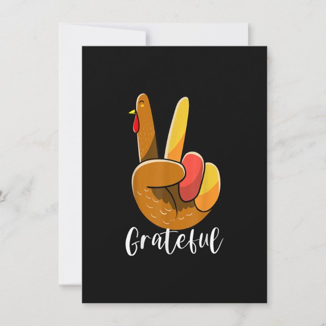 Peace Sign Hand Turkey Thanksgiving Grateful Women Invitation (Front)