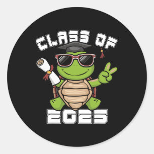 Peace Sign Hand Turtle Cl Of 2025 Graduation Classic Round Sticker