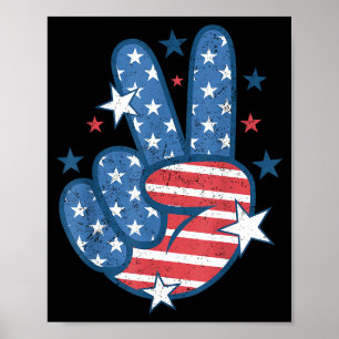 Peace Sign Hand Usa Flag 4th Of July Patriotic Men