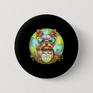 Peace Sign Hand Yorkshire Terrier Kids Mens Womens 6 Cm Round Badge