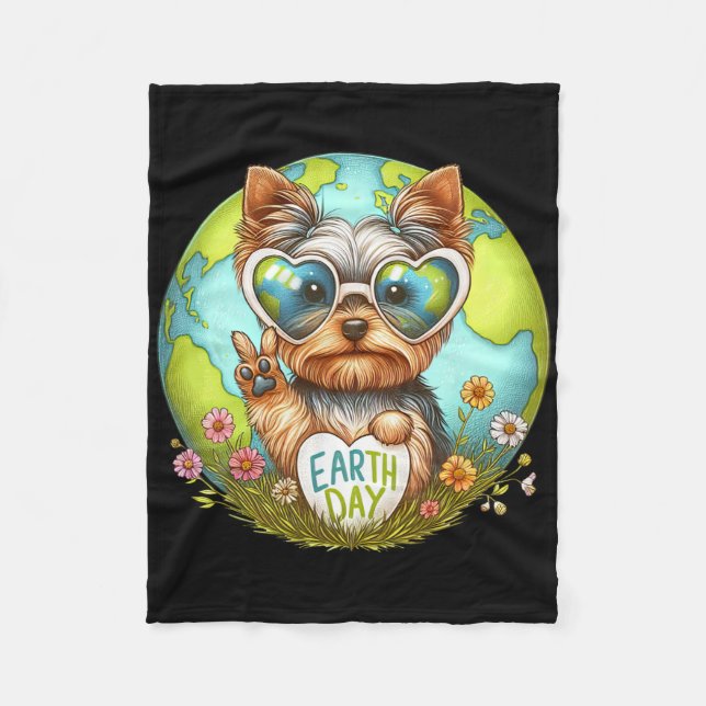 Peace Sign Hand Yorkshire Terrier Kids Mens Womens Fleece Blanket (Front)