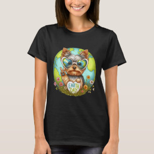 Peace Sign Hand Yorkshire Terrier Kids Mens Womens T-Shirt