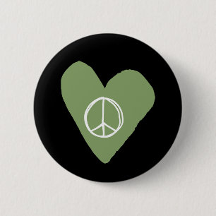 Peace Sign Heart 6 Cm Round Badge