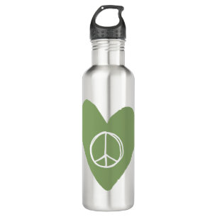 Peace Sign Heart 710 Ml Water Bottle