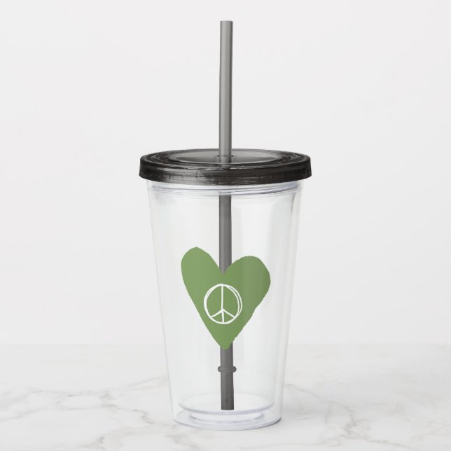 Peace Sign Heart Acrylic Tumbler (Front)