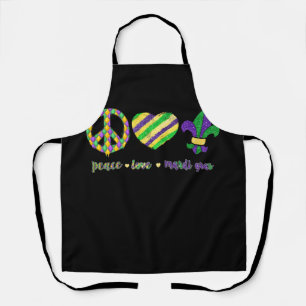 Peace Sign Heart Fleur De Lys Hippie Peace Love Apron