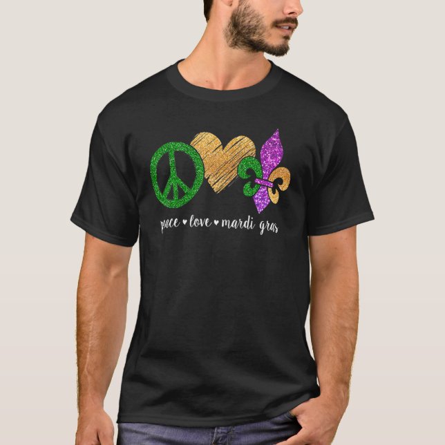 Peace Sign Heart Fleur De Lys Hippie Peace Love Ma T-Shirt (Front)