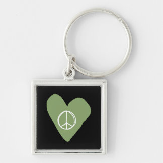 Peace Sign Heart Key Ring