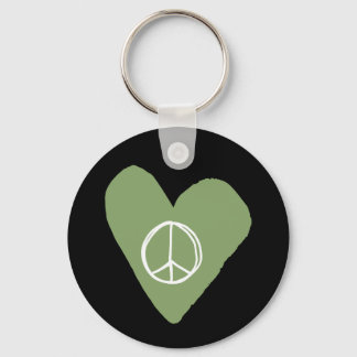 Peace Sign Heart Key Ring