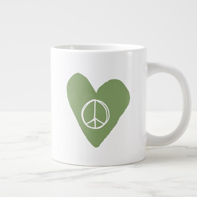 Peace Sign Heart Large Coffee Mug (Right)