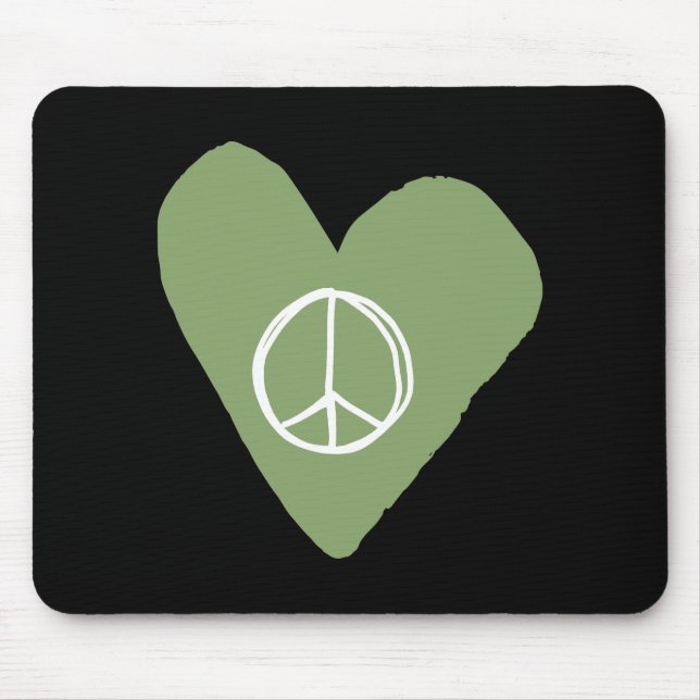 Peace Sign Heart Mouse Mat (Front)