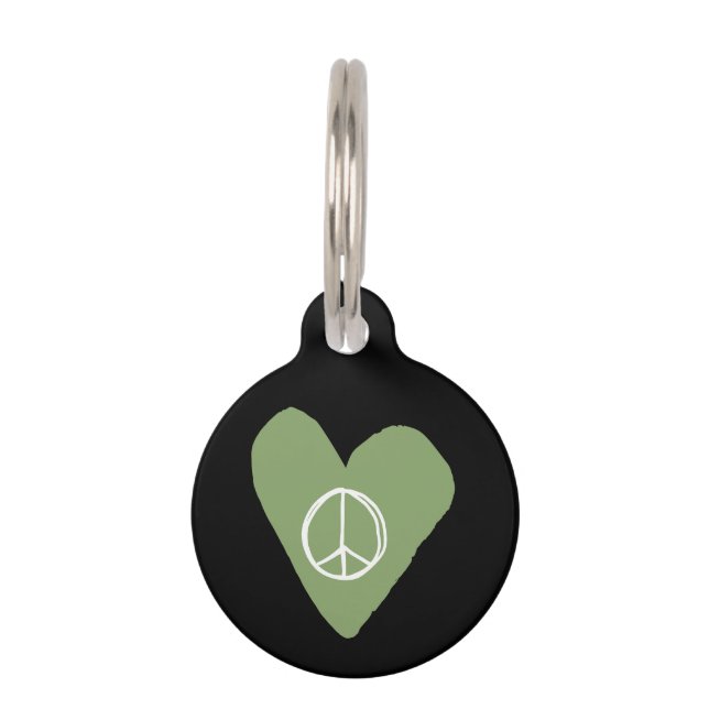Peace Sign Heart Pet Tag (Front)