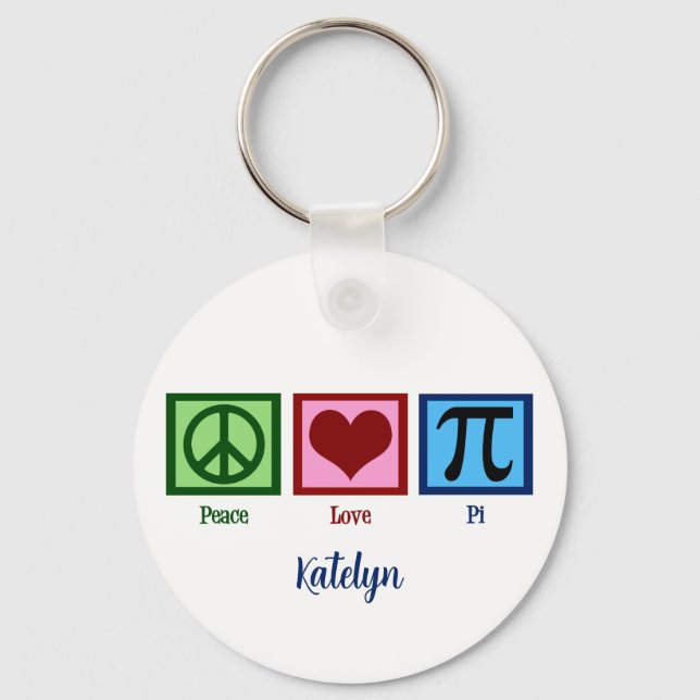 Peace Sign Heart Pi Symbol Key Ring (Front)