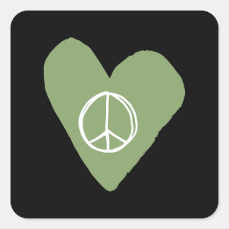 Peace Sign Heart Square Sticker
