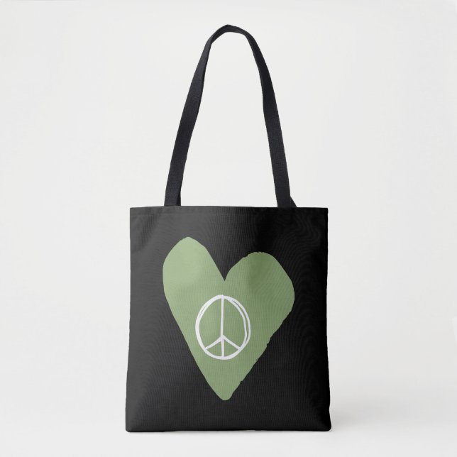 Peace Sign Heart Tote Bag (Front)