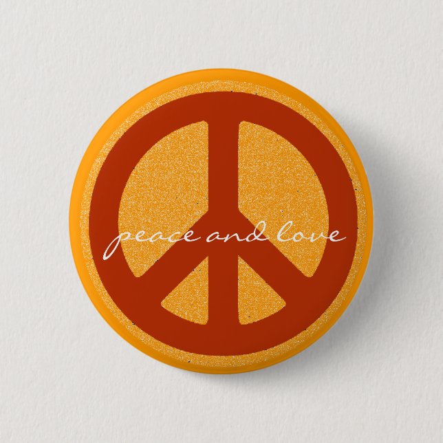 peace sign, hippies retro 6 cm round badge (Front)