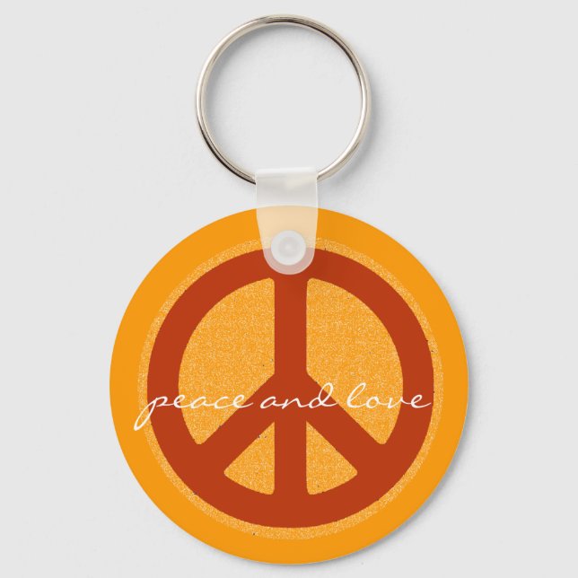 peace sign, hippies retro key ring (Front)
