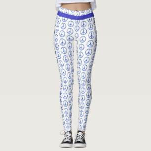 Peace Sign in Blue Leggings
