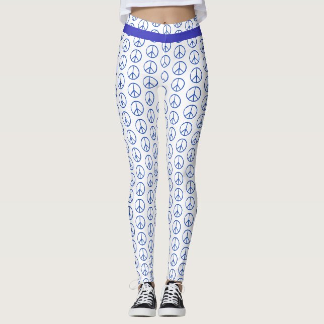 Peace Sign in Blue Leggings (Front)