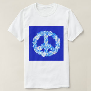 Peace Sign in Blue T-Shirt