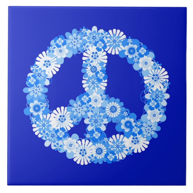 Peace Sign in Blue Tile (Front)