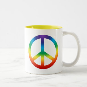 Peace Sign in Chakra Colours Two-Tone Coffee Mug