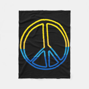 Peace Sign In Colors Of Ukraine Yellow And Blue  Fleece Blanket