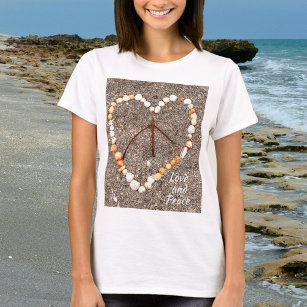 Peace Sign in Heart Sandy Beach Photographic T-Shirt