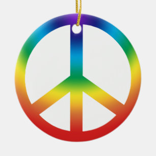 Peace Sign in Rainbow colours Ceramic Tree Decoration