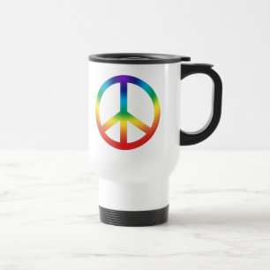 Peace Sign in Rainbow colours Travel Mug