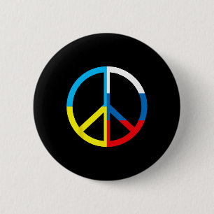 Peace Sign In Ukraine And Russian Flag - World Pea 6 Cm Round Badge