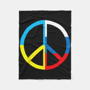 Peace Sign In Ukraine And Russian Flag - World Pea Fleece Blanket