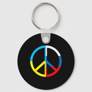 Peace Sign In Ukraine And Russian Flag - World Pea Key Ring